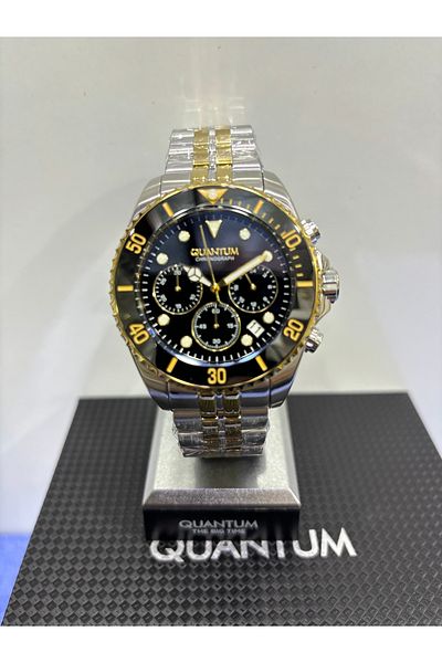 Quantum Povertech Gold & Silver Special Series - 100% Steel Ceramic Bezel and Dial, "Choronograph" 100m 45 mm