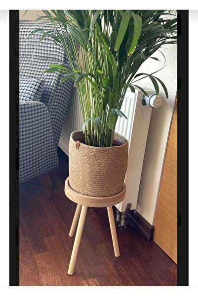 BLACK PEARL Ahşap Ayaklı Çiçeklik Saksılık Standı Dekoratif Yan Sehpa 25 Cm Ç...