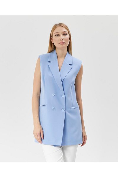 Appleline Vestă clasică vintage pentru femei - cu nasturi, BEBE BLUE
