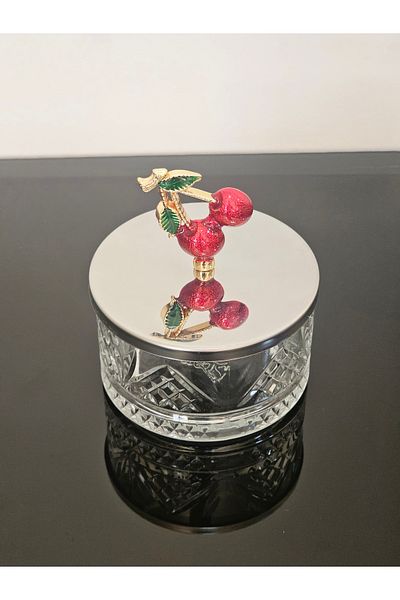 atabey home collection قطعة واحدة من وعاء السكر مع غطاء فضي وتفاصيل متقاطعة - طقم وعاء للوجبات الخفيفة والعرض