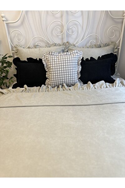 Decamor home Double Vintage Frilly Moonstone Bedspread Set