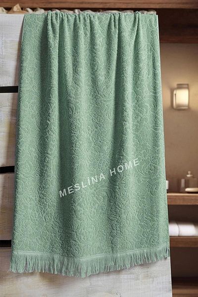 Meslina Home Πράσινη μεγάλη πετσέτα - 80x160 πετσέτα μπάνιου με κρόσσια Hs-banyotek