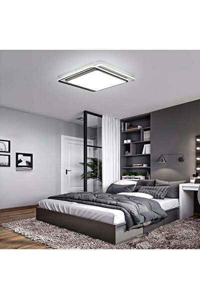 CATLUZ Sarmal Kumandalı Dimli 3 Işık Renkli 50x50cm Kare Led Tavan Lambası, Modern Aydınlatma, Avize