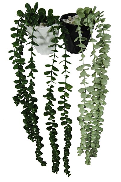 Lilac Home Yapay Çiçek Dıy Elmas Saksı Içerisinde Sarkan Okaliptus 2'li Set