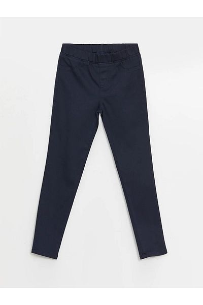 LC Waikiki Lcw Kids Dark Navy Blue Elastic Waist Slim Fit Girls' Trousers