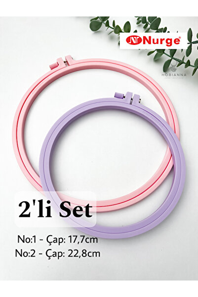 Hobianna Nurge Plastik Yuvarlak Nakış - Punch - Kanaviçe Kasnağı 2’li Set