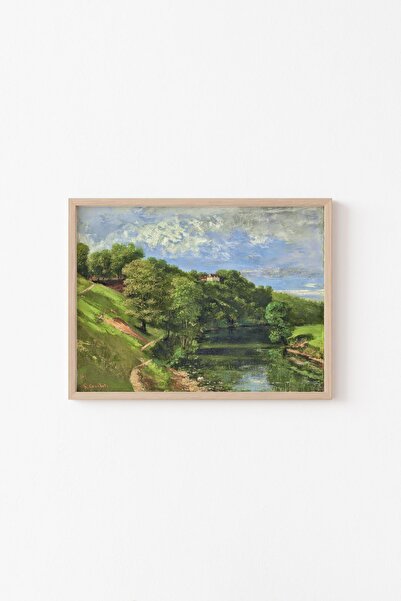epiqart Nehir Manzarası - Gustave Courbet - Ahşap Desenli Çerçeve