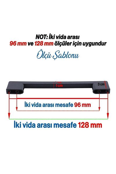 Badem10 Pod pentru mobilier din plastic dur negru - 96 mm, 10 buc. mânere dulap dulap sertar bucătărie