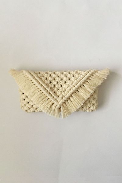 e&f Store Macrame Glasses Case Ecru Bag
