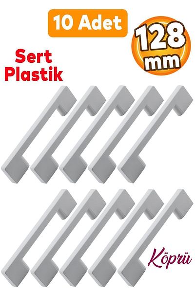 Badem10 (PLASTIC HARD) Mobilier alb Sertar de bucătărie 10 bucăți 128 mm