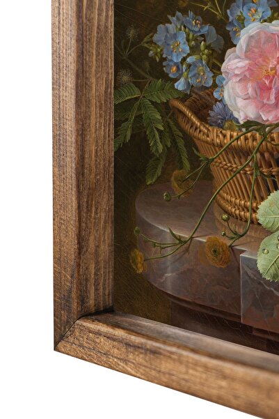 epiqart Çiçekler Ahşap Desenli Derin Çerçeve