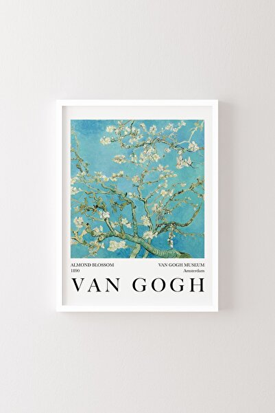 epiqart Çiçek Açan Badem Ağacı - Vincent Van Gogh - Beyaz Çerçeve