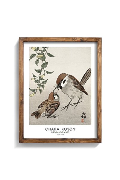 epiqart Ohara Koson - Ahşap Desenli Çerçeve