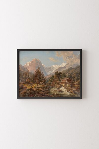 epiqart Linthal'deki Değirmen - Siyah Çerçeve