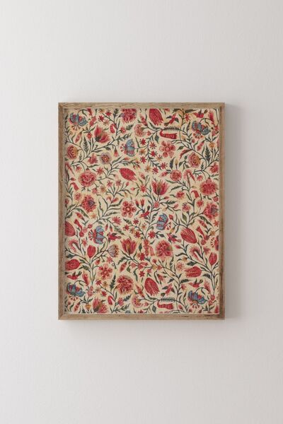 epiqart Kırmızı Çiçek Deseni - Ahşap Desenli Çerçeve