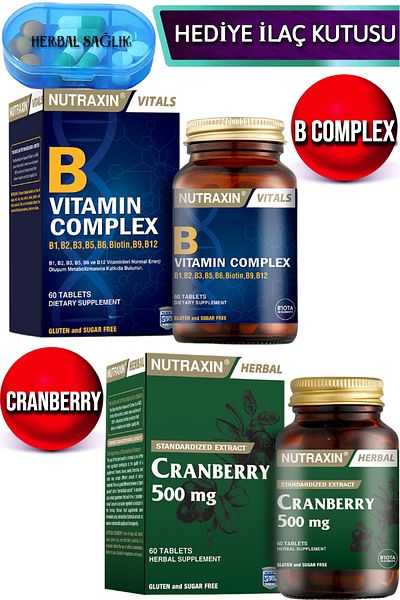 Nutraxin Vitamin B Complex and Nutraxin Kranberrie - 500 Mg, 60 Pieces