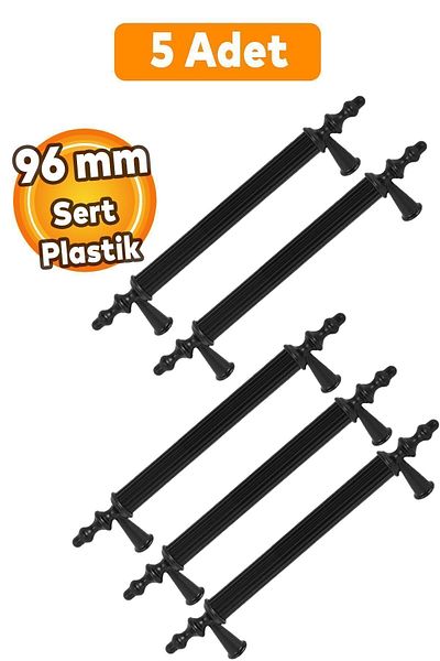 Badem10 (PLASTIC HARD) Polavit 96 mm Mobilier negru Sertar de bucătărie Mâner dulap dulap Mâner (5 buc.)