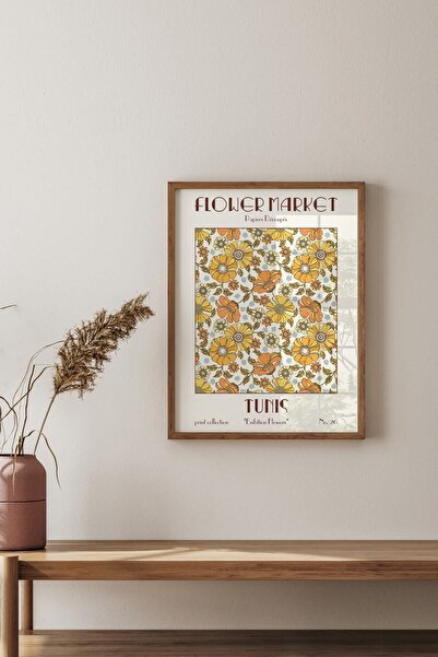 epiqart Flower Market - Ahşap Desenli Çerçeve