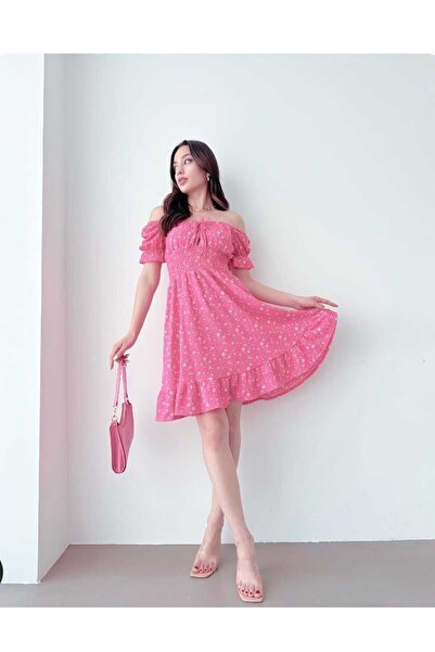 Sunlit Collections Kadın Çiçek Desenli Gipeli Bürümcük Yazlık Elbise