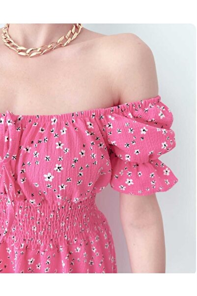 Sunlit Collections Kadın Çiçek Desenli Gipeli Bürümcük Yazlık Elbise