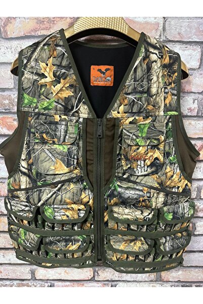 Dargo Haki Yaprak Desenli L Beden Avcı Yeleği