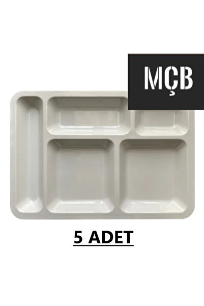 Mçb Group 5 Adet 5 Gözlü Kırılmaz Plastik Tabldot Tabağı Beyaz Self Servis Ta...