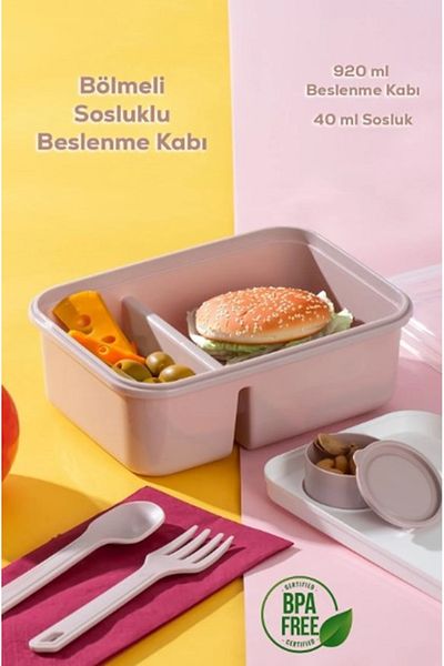 HOBBY LİFE Feeding Bowl - Sauce Bowl with Compartment and Fork and Spoon