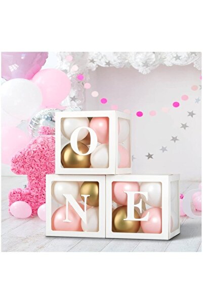 BİDOLUMUTLULUK One Yazılı Şeffaf Kutu Harf Beyaz 25 Cm