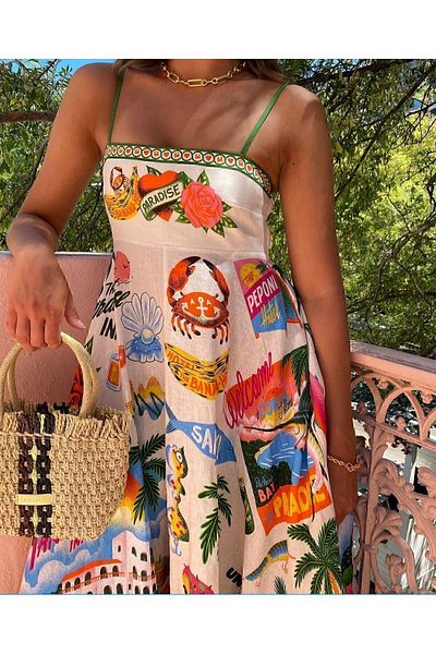 aspirin fashion Sea Concept Long Holiday Dress - Strappy, Gtıp620443000019 Origin Turkey