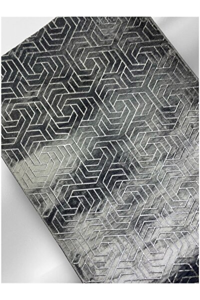 Dinarsu Halı Armoni Desen Antrasit Renk Kesme Kaymaz Taban Halı Yolluk