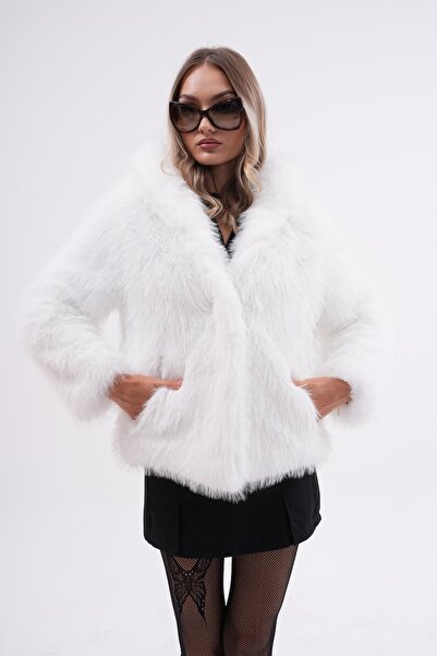 NAVY Jachetă cu glugă din blană