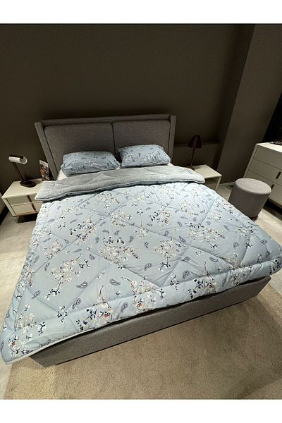 Violacasa Double Sided Welsoft Quilt Set Double GRAY BLUE ETHNIC