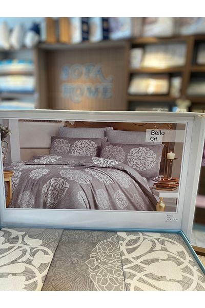 Çapa Home Bello Gray Double Duvet Cover Set - 100% Cotton, Çapa Home