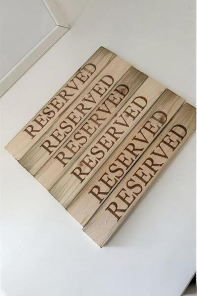 Elfora 6 قطع حروف خشبية محجوزة - مقاس 19 × 3 لطاولة مطعم المقهى بسُمك 1.5 سم