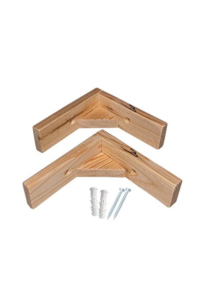 Barış Dizayn Doğal Ahşap Duvar Raf Ayağı 11x11cm Dayanıklı 90 Derece 2li Set