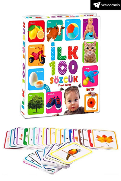 welcomein Bebeğim İçin İlk 100 Sözcük Kelime Zeka Kartları Eğitici Yeni doğan Kartları