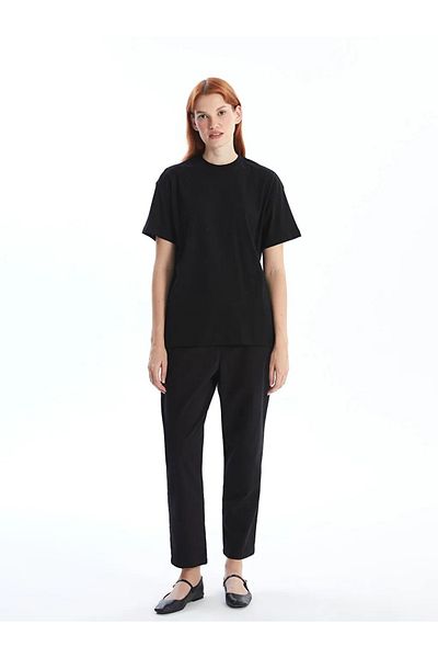 LC Waikiki Lcw Modest - Black Crew Neck and Shiny Rhinestones Women's Tunic