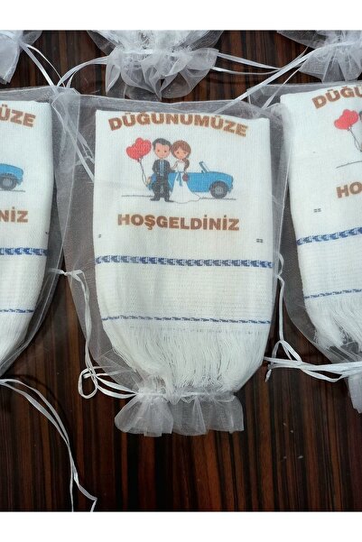 yörük tuhafiye Wedding Towel, Tulle Pouch Wedding Towel Car Towel Convoy Towel 12 Pack Blue Car