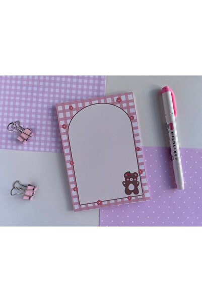 Efsu A6 Çilek Basic Ayıcık Memopad/notepad/deter