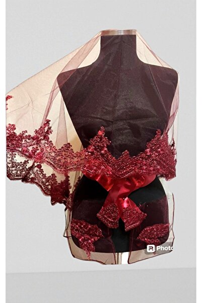 Şık Tasarım طقم غطاء وحجاب حناء بنمط جبر لامع