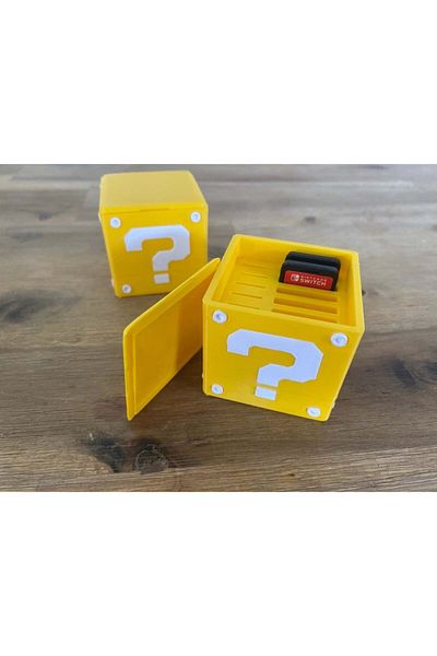 Bi'şeyler Sepeti Super Mario Question Block - Nintendo Switch Game Cartridge Storage Box