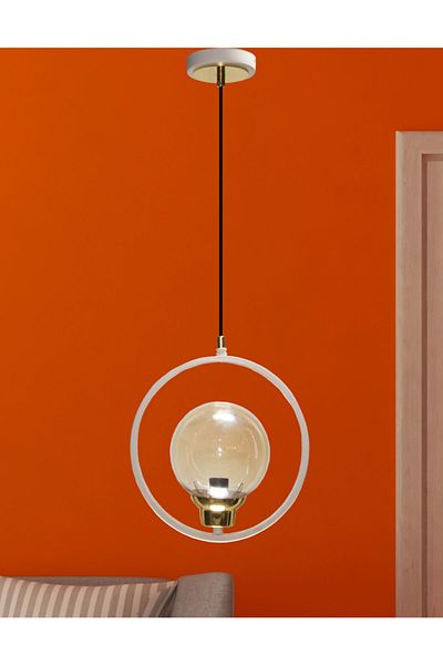 MŞ Aydınlatma Orla Matte White Honey Glass Single Chandelier