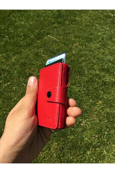 DERKON Genuine Leather Polite Mechanism Card Holder & Wallet