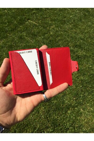 DERKON Genuine Leather Polite Mechanism Card Holder & Wallet