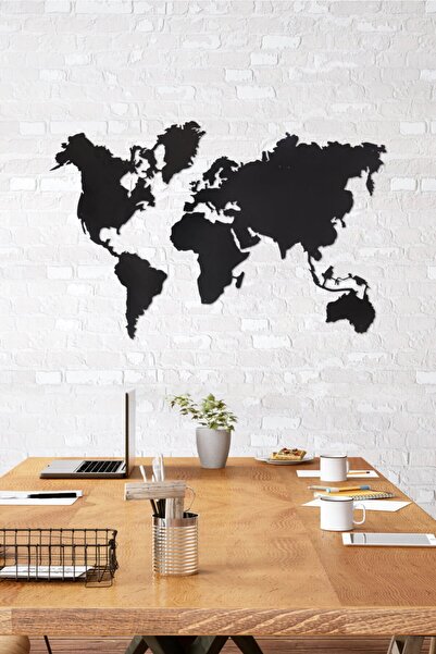 Gowpenart Düz Dünya Haritası Ev&ofis Metal Duvar Tablosu- 70x105 Cm