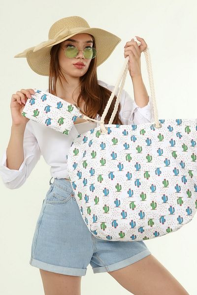 ICONE BAG Τυπωμένη γυναικεία τσάντα παραλίας - Λεπτομέρεια πορτοφολιού