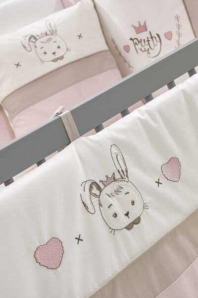 Meltem Smart Pretty Pembe Nakışlı Pamuklu Bebek Uyku Seti 60x120 cm