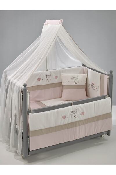 Meltem Smart Pretty Pembe Nakışlı Pamuklu Bebek Uyku Seti 60x120 cm