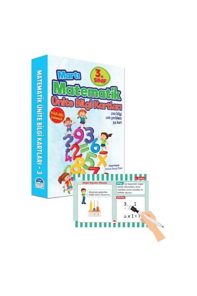 Martı Çocuk Yayınları 3. Sınıf Matematik Ünite Bilgi Kartları - Yaz Sil Kalemli