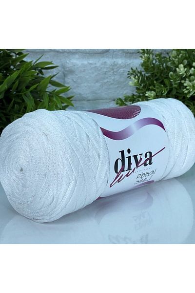 Diva İplik Diva Line Diva Ribbon Glitter 2101sdf Λευκό